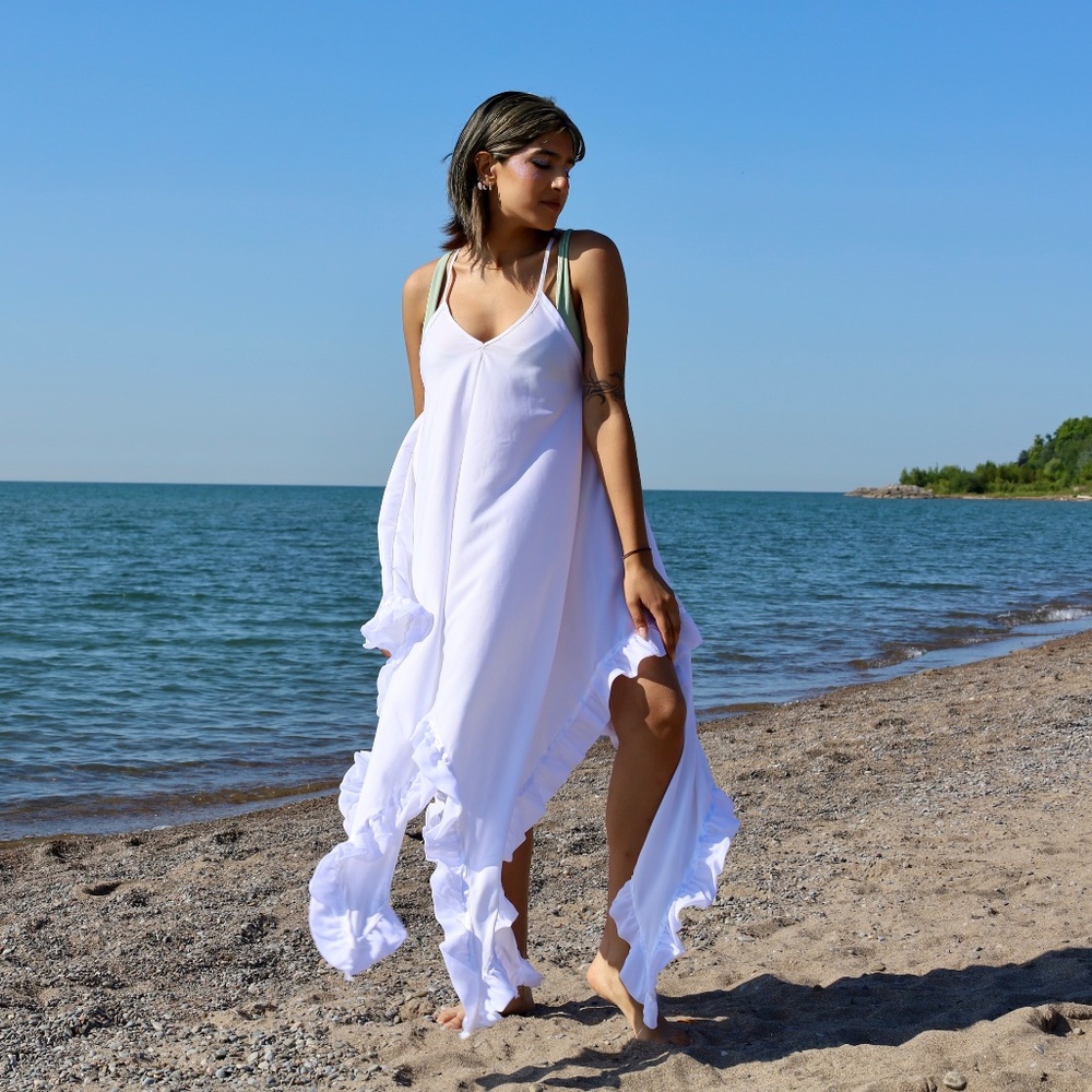 White Ruffle Dresses - Picture 5 of 5